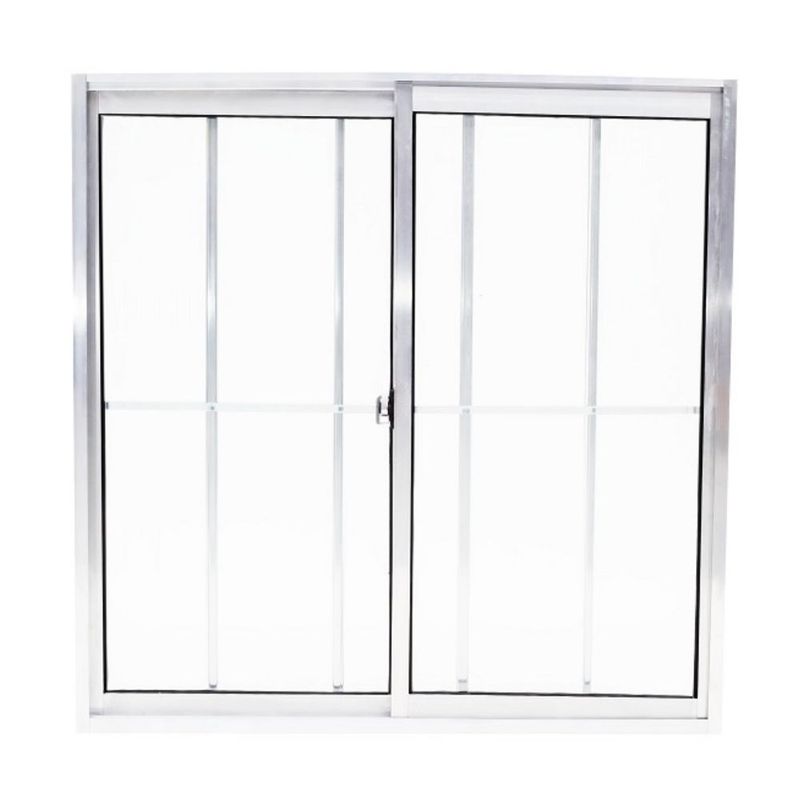 Janela-de-Correr-2-Folhas-com-Grade-Aluminio-Brilhante-100x100cm