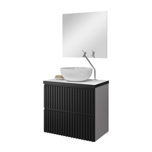 Gabinete para Banheiro Espelheira New MDF Preto e Branco 60cm