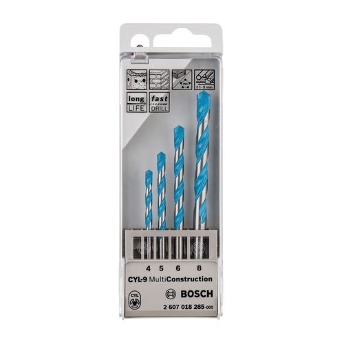 Jogo de Brocas Multimateriais 4,5,6 e 8mm com 4 Peças CYL-9 Bosch