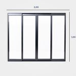 Janela-de-Correr-4-Folhas-sem-Grade-Aluminio-Preto-100x200cm