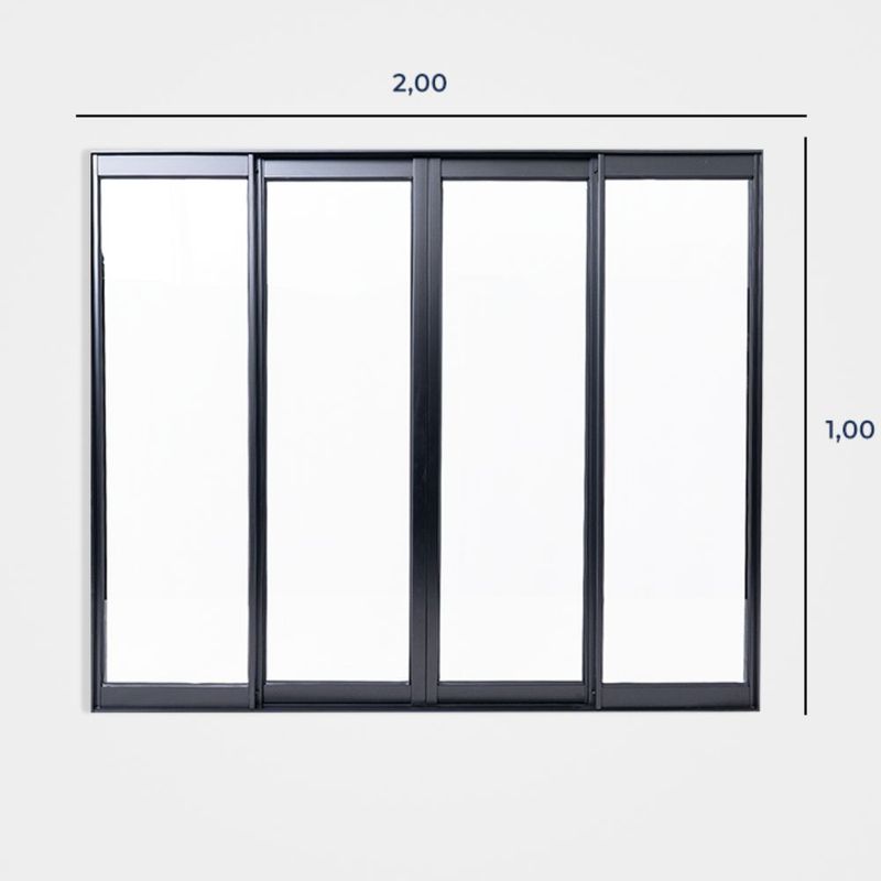 Janela-de-Correr-4-Folhas-sem-Grade-Aluminio-Preto-100x200cm