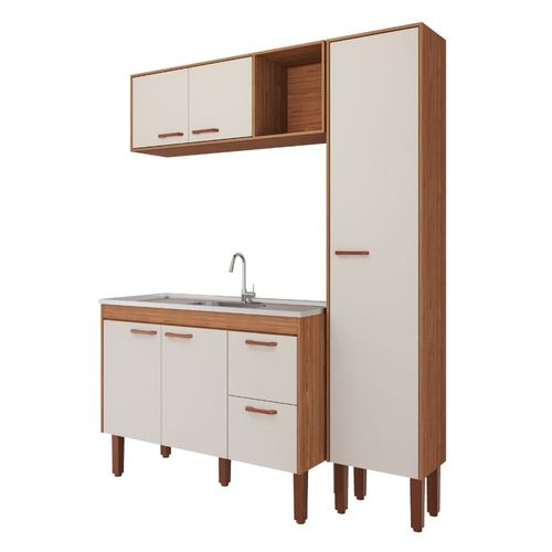 Gabinete para Cozinha Slim 114x87x50cm MDF Frejó/Off White