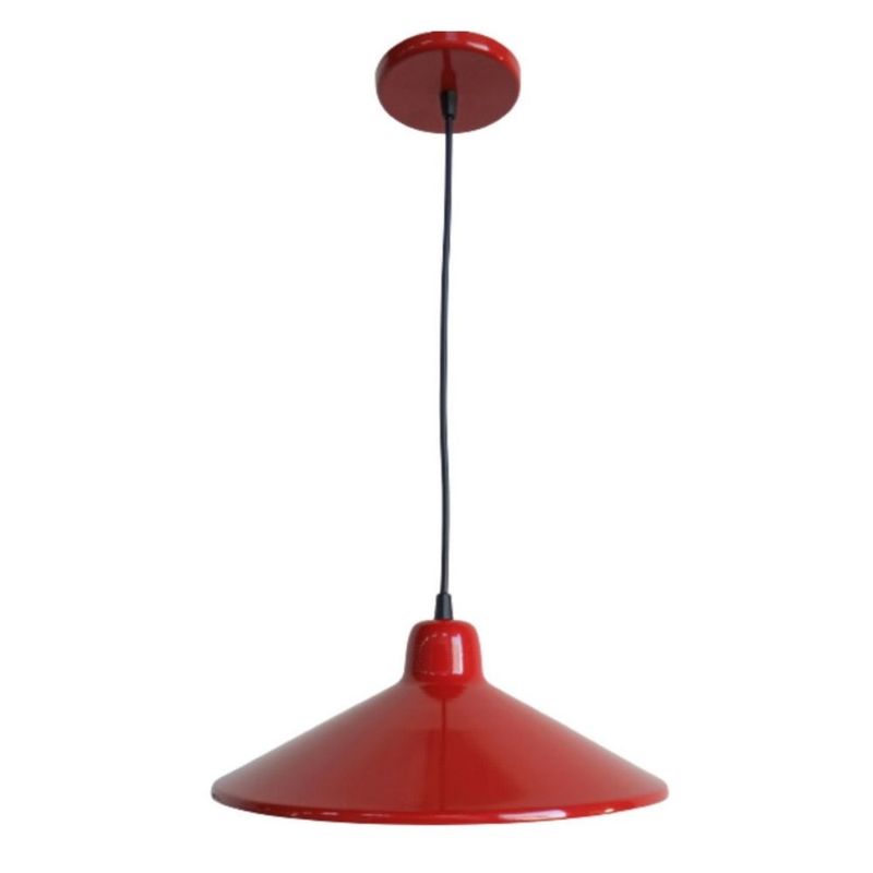 Pendente-Chapeu-Chines-em-Aluminio-Vermelho-para-1-Lampada-E27