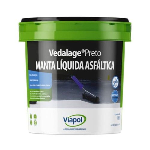 Manta Líquida Acrílica Impermeabilizante Vedalage Preto 18L Viapol