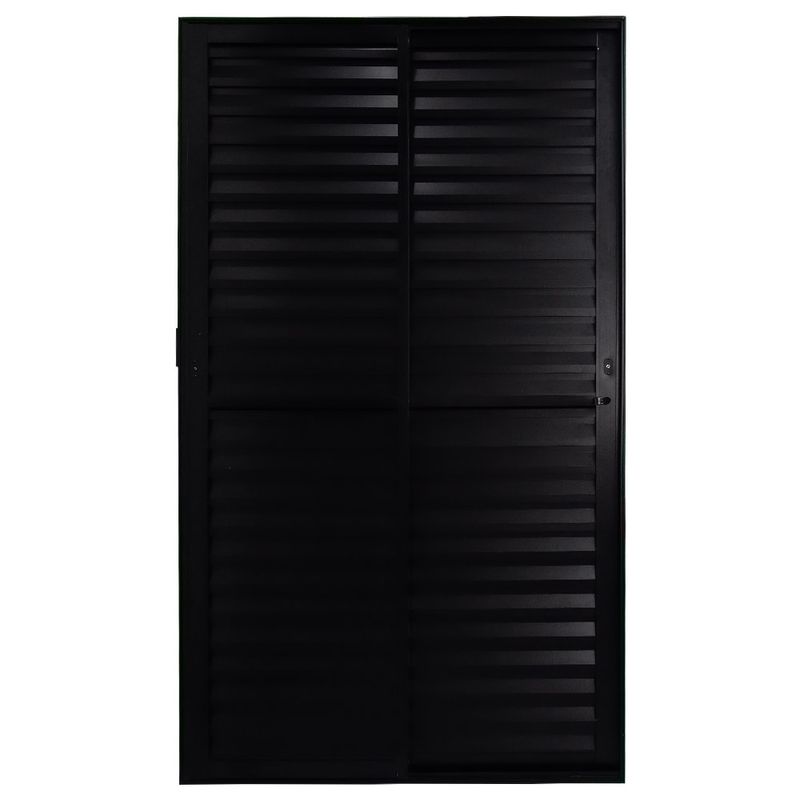 Porta-Balcao-Veneziana-3-Folhas-Vidro-Liso-Aluminio-Preto-210x150cm