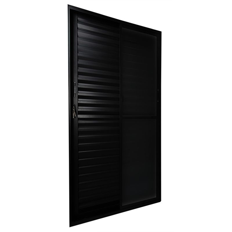Porta-Balcao-Veneziana-3-Folhas-Vidro-Liso-Aluminio-Preto-210x150cm