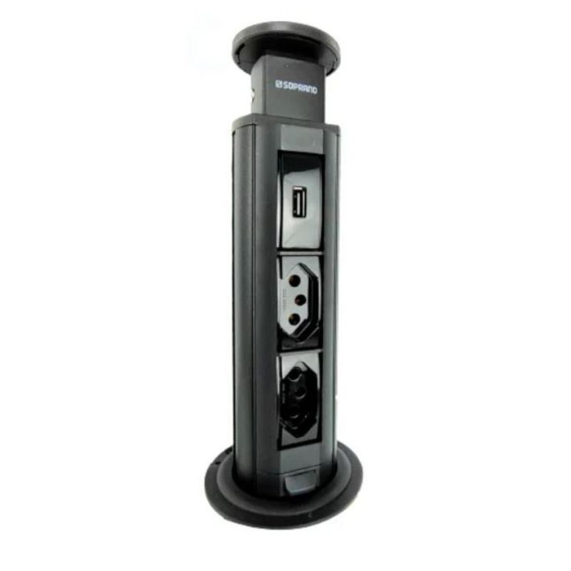 Torre-de-Tomada-Embutir-2-Modulos-e-1-Entrada-USB-com-cabo-de-15m