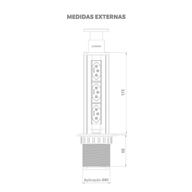 Torre-de-Tomada-Embutir-2-Modulos-e-1-Entrada-USB-com-cabo-de-15m