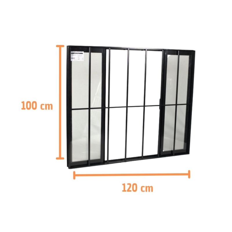 Janela-de-Correr-4-Folhas-com-Grade-Aluminio-Preto-100x120cm