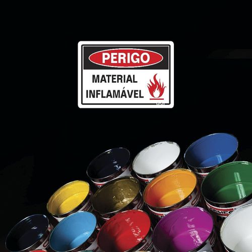 Placa Perigo Inflamável 20x30cm em Poliestireno