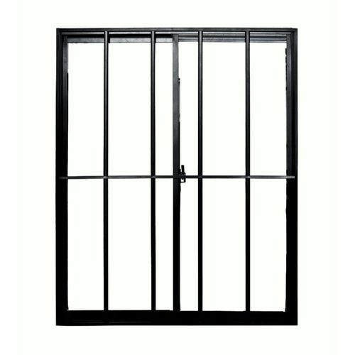 Janela 2 Folhas com Grade Vidro Liso Alumínio Preto 80x80cm