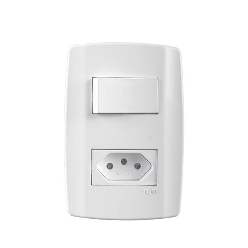 Conjunto Interruptor Simples + Tomada 2P+T 10A 4x2 Branco Slim