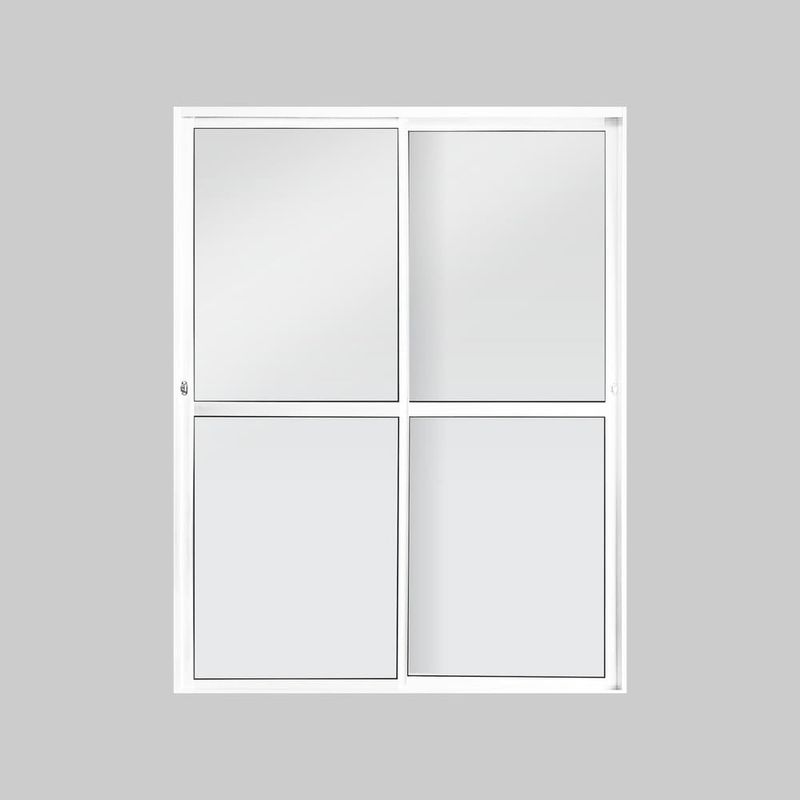 Porta-de-Correr-2-Folhas-Vidro-Liso-Aluminio-Branco-210x160cm