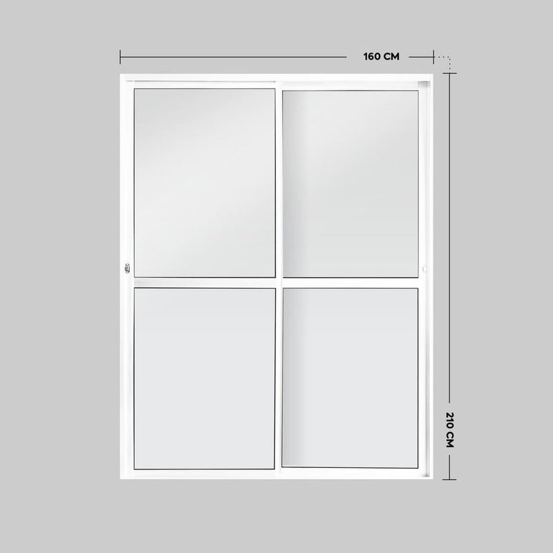 Porta-de-Correr-2-Folhas-Vidro-Liso-Aluminio-Branco-210x160cm