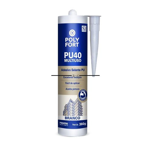 Selante Adesivo PU40 Multiuso Polyfort Branco 360g Pulvitec