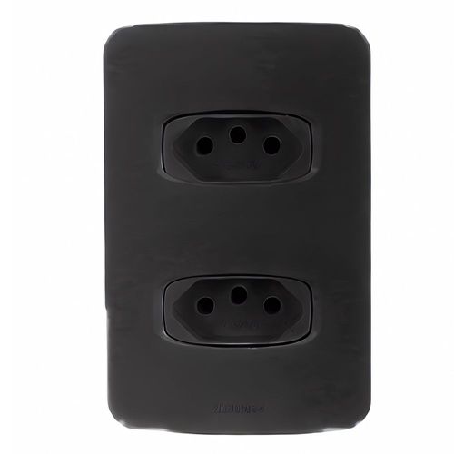 Conjunto 2 Tomadas 2P+T 10A/250V 4x2 Preto Gracia Maxx