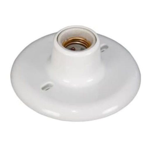 Plafonier Plástico Redondo FC Soquete Porcelana 1XE27 Branco