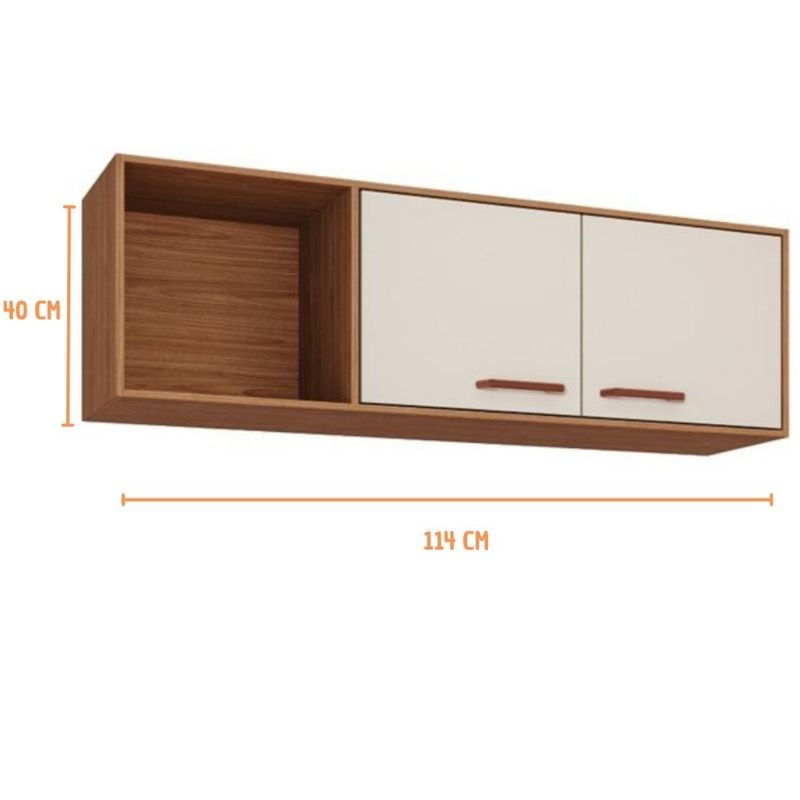 Armario-Aereo-para-Cozinha-Slim-113x40x30cm-MDF-Freijo-Off-White
