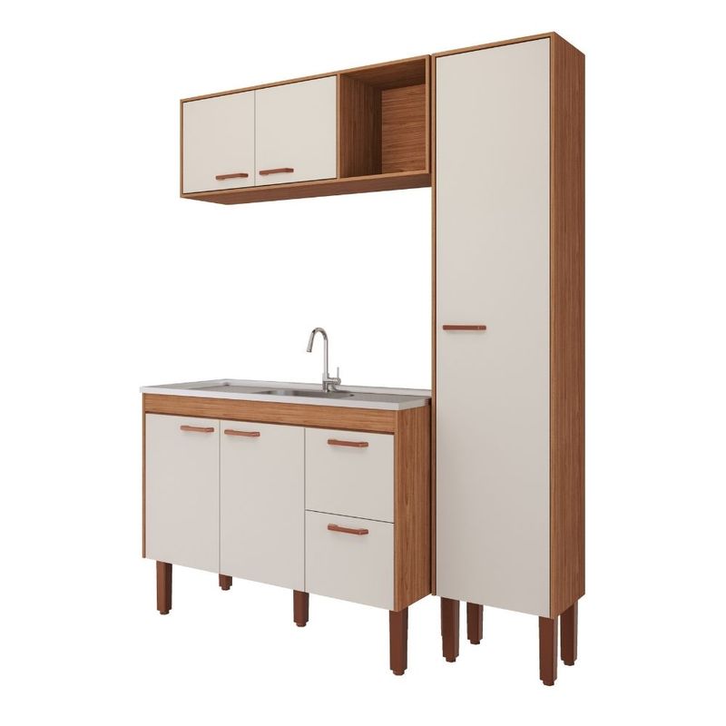Armario-Aereo-para-Cozinha-Slim-113x40x30cm-MDF-Freijo-Off-White