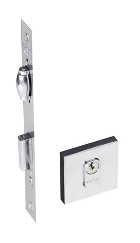 Fechadura Externa Roseta Quadrada Trinco Rolete 453 40mm Cromada