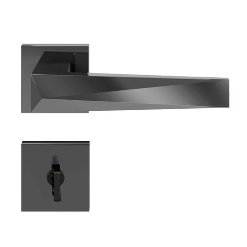 Fechadura Banheiro Roseta Quadrada Ascot 001-55 55mm Zamac Grafite