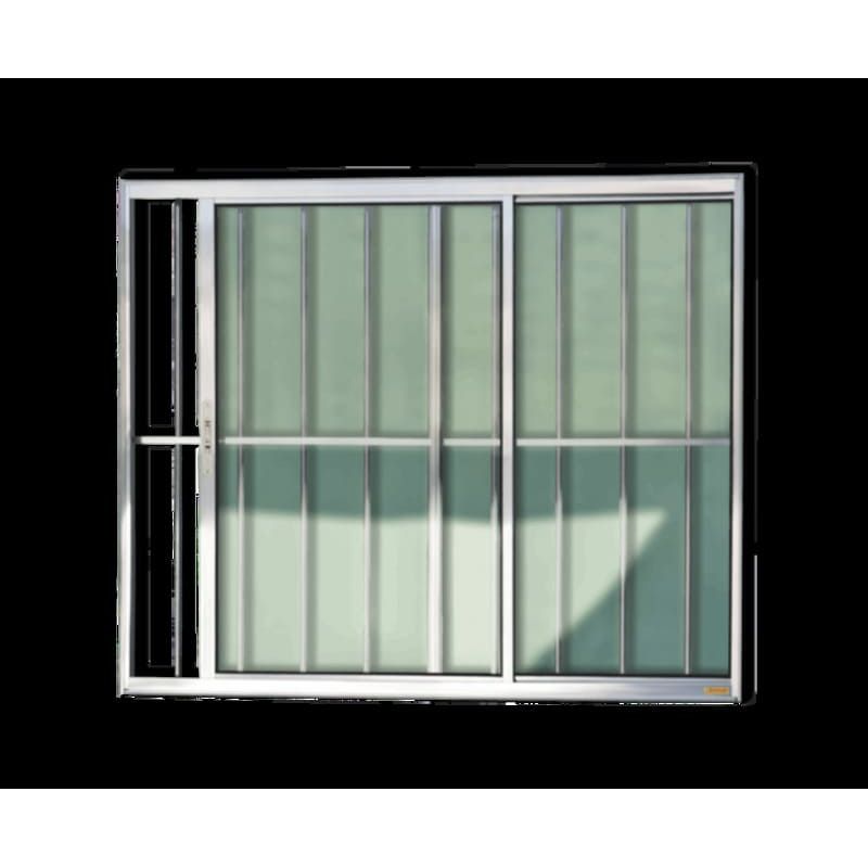 Janela-de-Correr-2-folhas-com-Grade-Aluminio-Brilhante-120x150cm