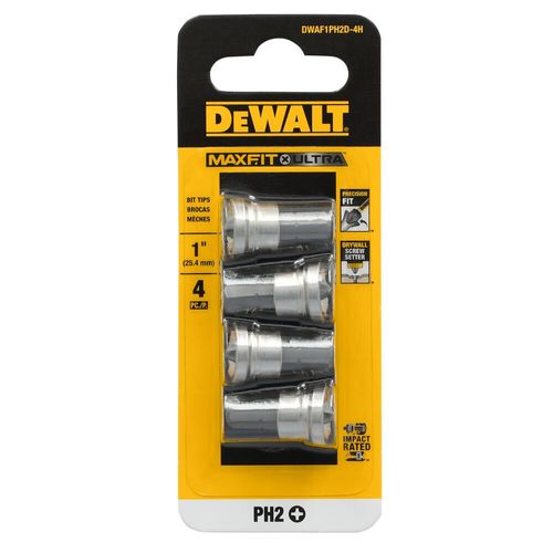Bits Ponta Phillips PH2 para Drywall c/Limitador 1" 25,4mm 4pcs Dewalt
