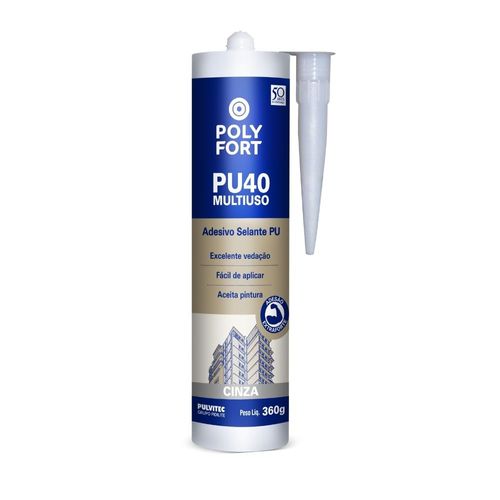 Selante Adesivo PU40 Multiuso Polyfort Cinza 360g Pulvitec