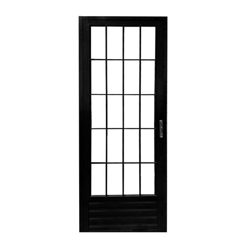 Porta Palito Alumínio Preto Vidro Liso Esquerdo 210x80cm