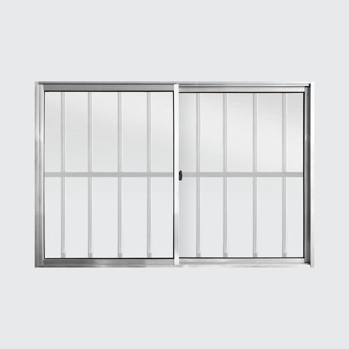 Janela de Correr 2 Folhas com Grade Alumínio Brilhante 100x150cm