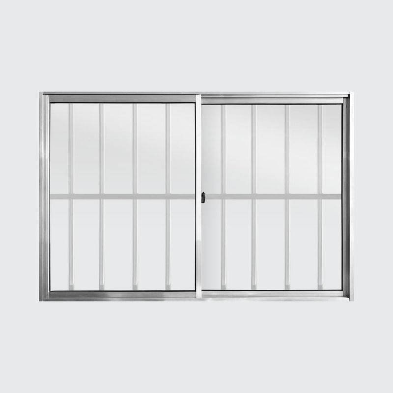 Janela-de-Correr-2-Folhas-com-Grade-Aluminio-Brilhante-100x150cm
