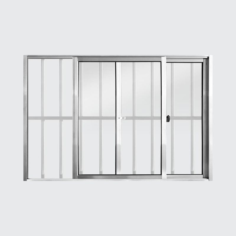 Janela-de-Correr-2-Folhas-com-Grade-Aluminio-Brilhante-100x150cm