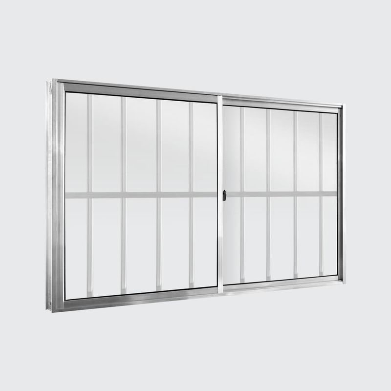 Janela-de-Correr-2-Folhas-com-Grade-Aluminio-Brilhante-100x150cm