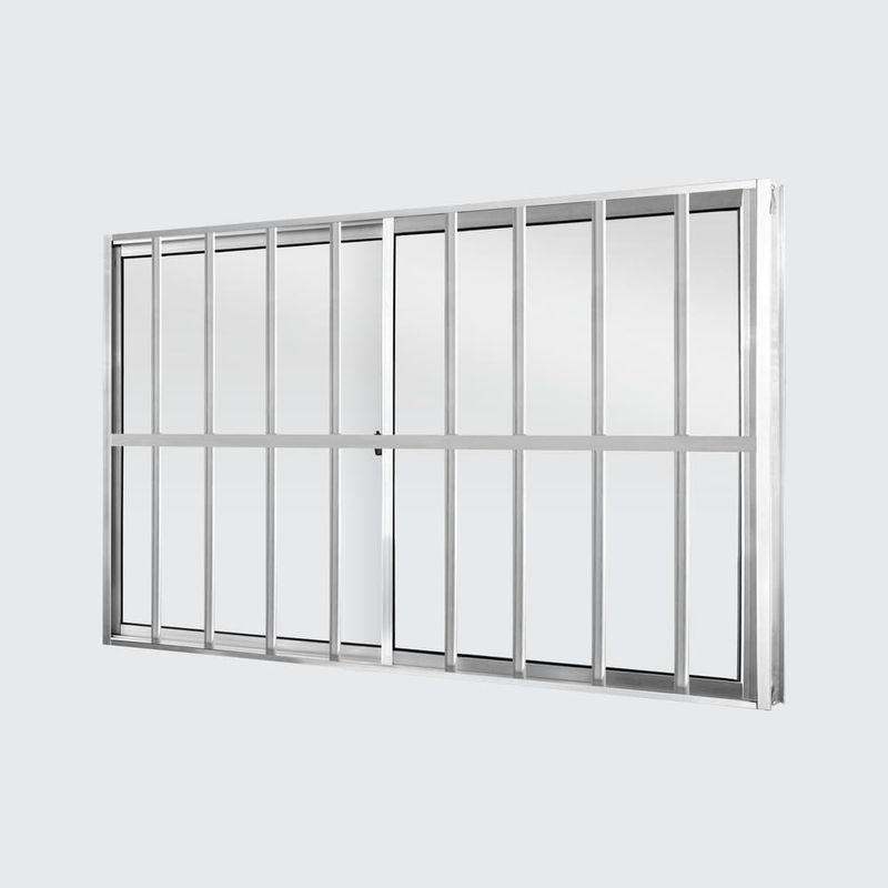 Janela-de-Correr-2-Folhas-com-Grade-Aluminio-Brilhante-100x150cm