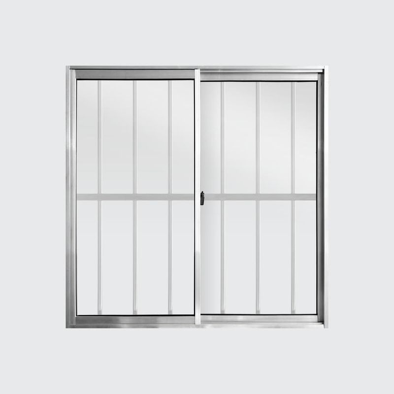 Janela-de-Correr-2-Folhas-com-Grade-Aluminio-Brilhante-100x100cm