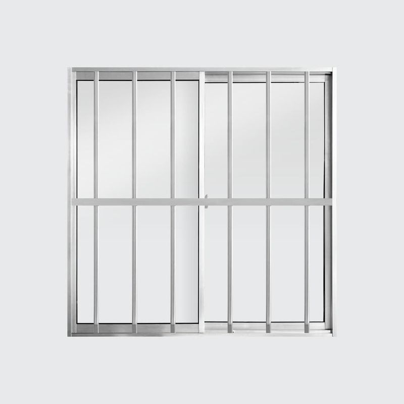 Janela-de-Correr-2-Folhas-com-Grade-Aluminio-Brilhante-100x100cm