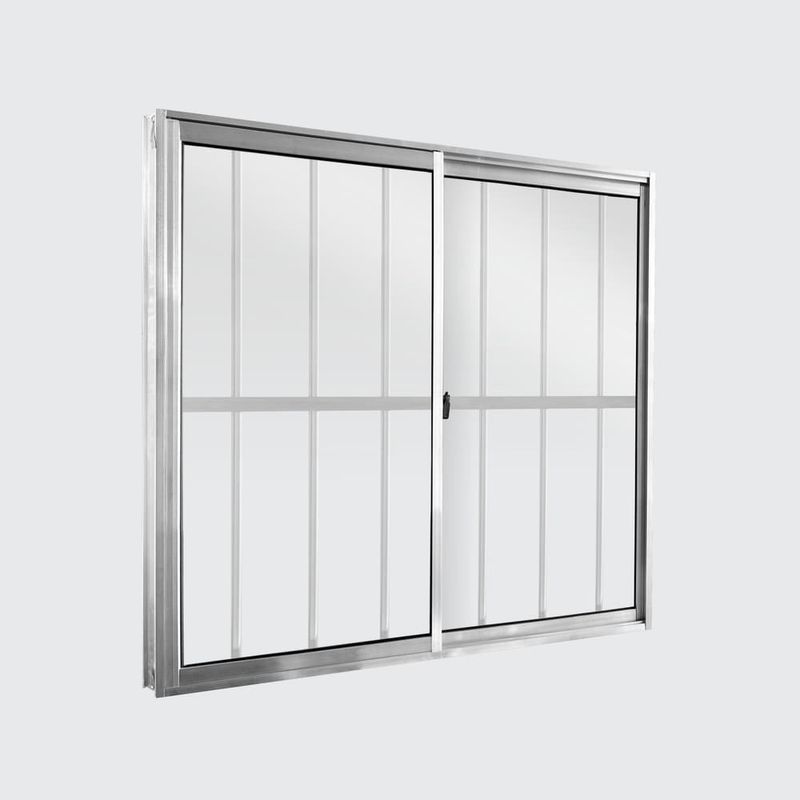 Janela-de-Correr-2-Folhas-com-Grade-Aluminio-Brilhante-100x100cm