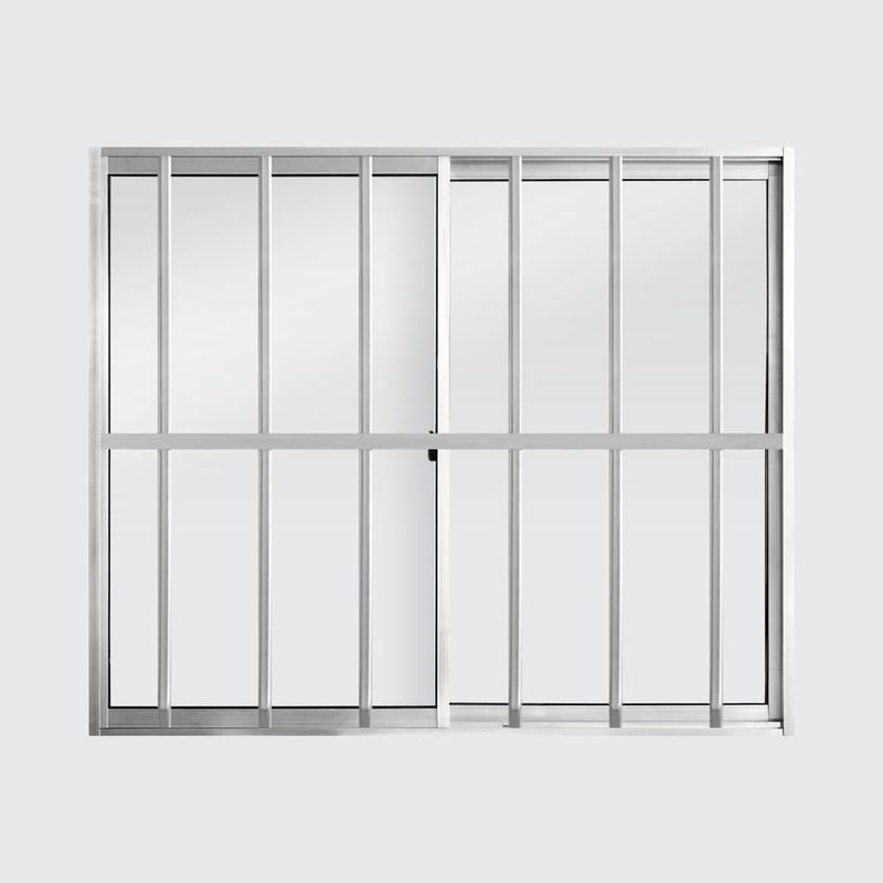 Janela-de-Correr-2-Folhas-com-Grade-Aluminio-Brilhante-100x120cm
