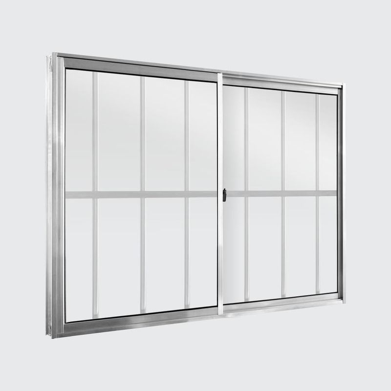 Janela-de-Correr-2-Folhas-com-Grade-Aluminio-Brilhante-100x120cm