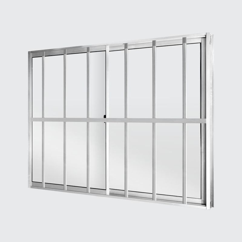 Janela-de-Correr-2-Folhas-com-Grade-Aluminio-Brilhante-100x120cm
