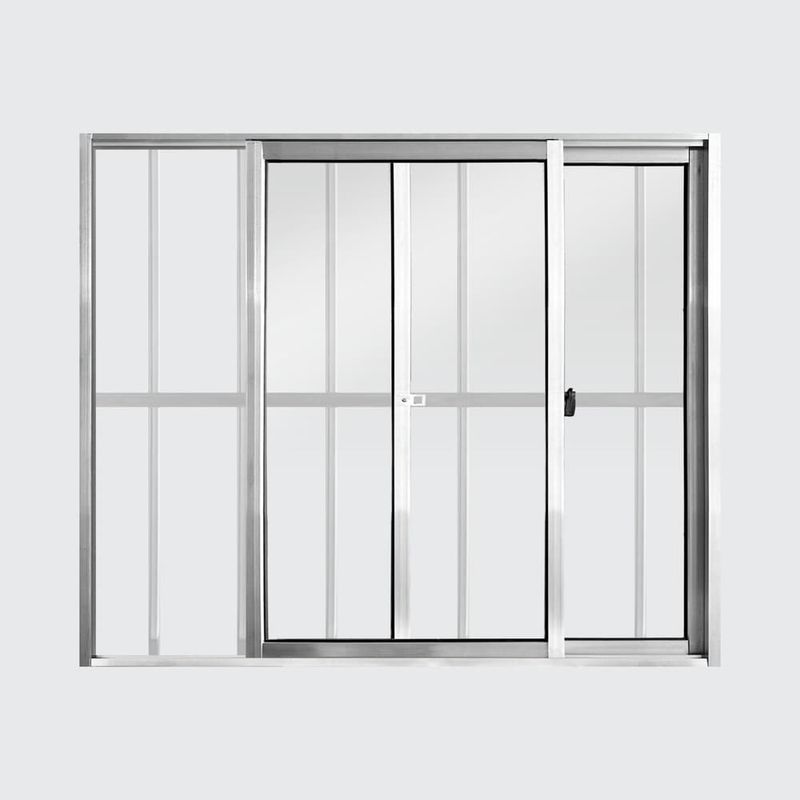 Janela-de-Correr-2-Folhas-com-Grade-Aluminio-Brilhante-100x120cm