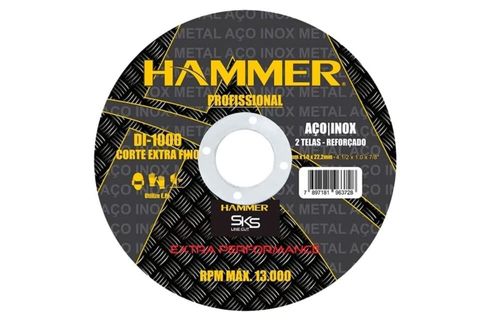 Disco de Corte para Aço Inox 4.1/2" 115x1,0x22,23mm Hammer