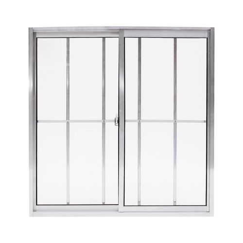 Janela 2 folhas com Grade Vidro Liso Alumínio Brilhante 80x80cm