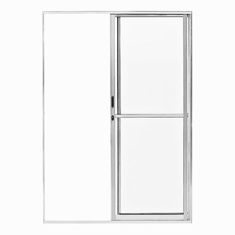 Porta-de-Correr-2-Folhas-Vidro-Liso-Aluminio-Brilhante-210x160cm