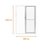 Porta-de-Correr-2-Folhas-Vidro-Liso-Aluminio-Brilhante-210x160cm