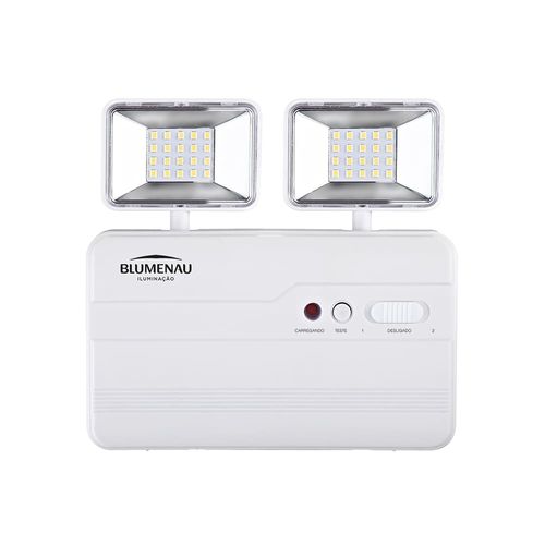 Luminária de Emergência LED 2 Faróis 5W 1200 Lúmens Branco Blumenau