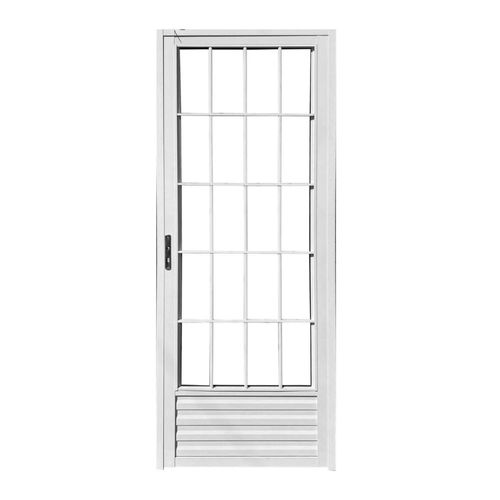 Porta Palito Alumínio Branco Vidro Liso Direito 210x80cm