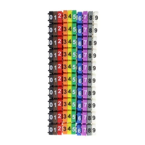 Anilha 0 a 9 para Cabo 4/6mm Colorida Sfor 100 Peças