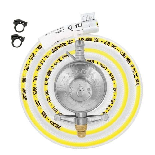 Regulador Gás Doméstico 1kg/h 3/8" BM com Mangueira 1,25m Vinigás