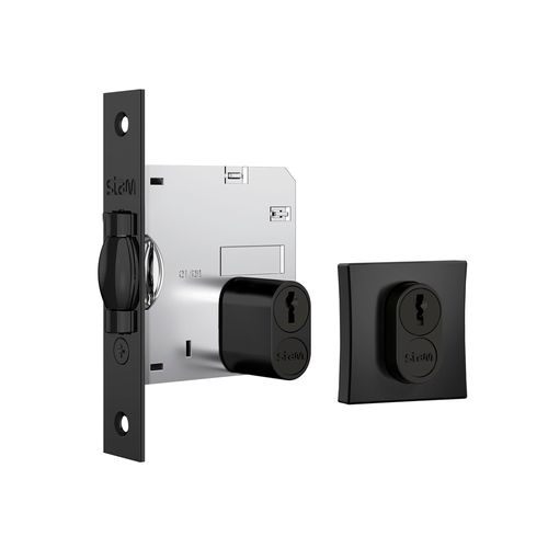 Fechadura Externa Roseta Quadrada Trinco Rolete 1005 45mm Preta